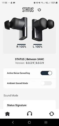 Status Between 3ANC app status screen