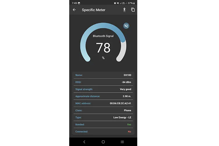 DX180 BT Signal Strength screenshot