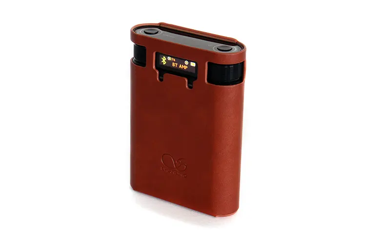 Shanling H2 inside brown leather case