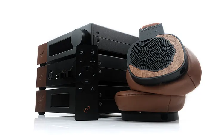 Ferrum WANDLA GoldenSound Edition stacked with remote control