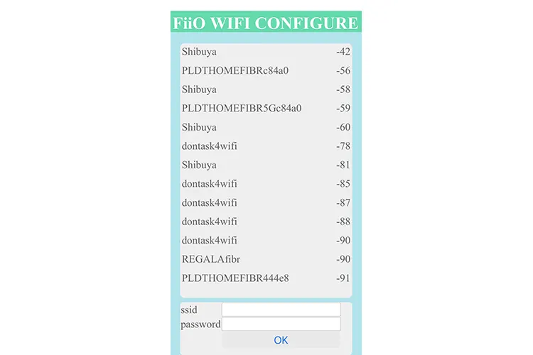 FiiO SR11 Network Connection Screenshot