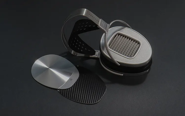 HIFIMAN HE1000 UNVEILED beside protective cup plates