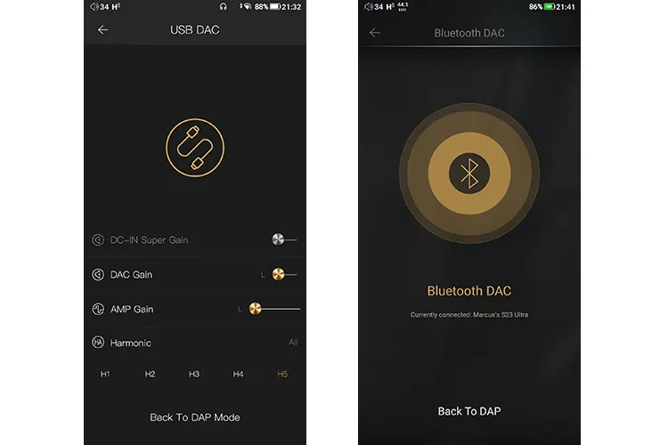 iBasso DX340 USB DAC and BT screenshots