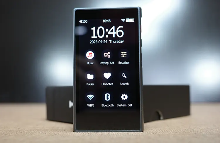xDuoo X5 upright with home screen on