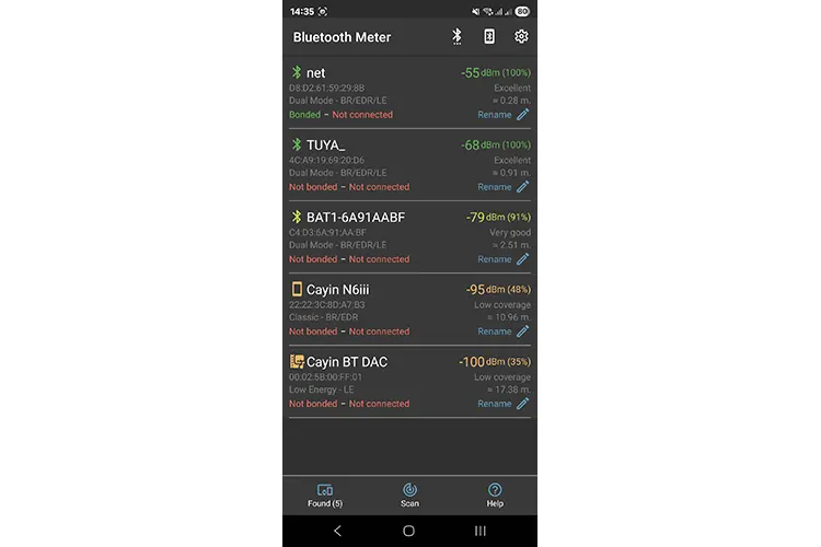 Cayin RU9 BT Signal measurement screenshot