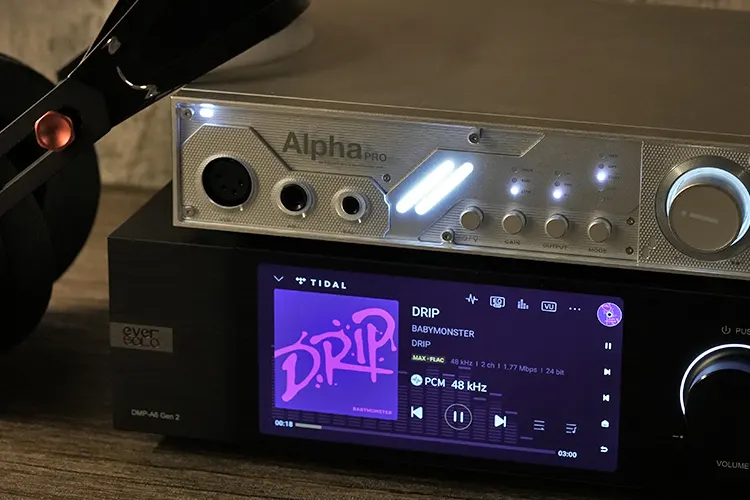 Eversolo DMP-A6 Gen 2 with amp and headphones