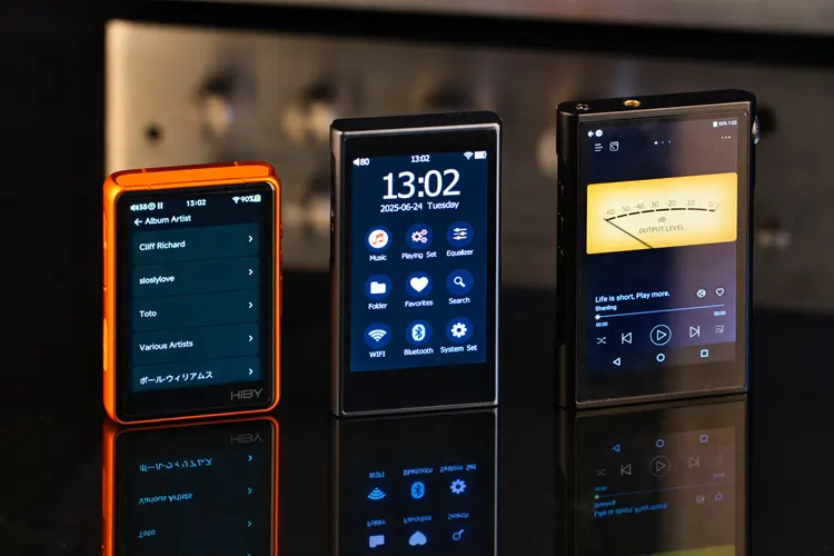 HiBy R3Pro II beside the xDuoo X5 and Shanling M3X