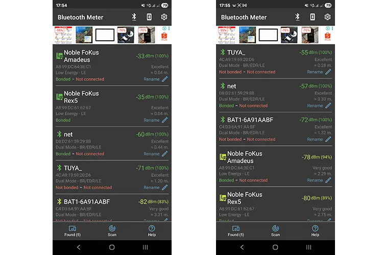 Noble FoKus Amadeus BT signal screenshot and Rex5