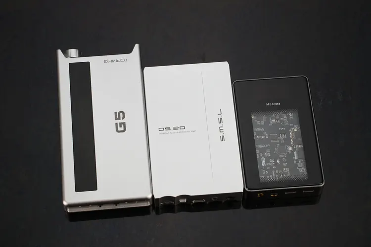 SMSL DS20 beside MUSE HiFi M5 Ultra and Topping G5