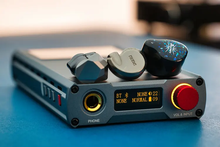 xDuoo XD05 Basic2 with 3 IEMs on top