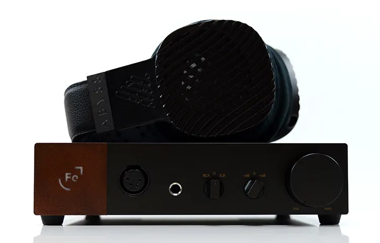 ABYSS JOAL headphones on top of Ferrum OOR amplifier