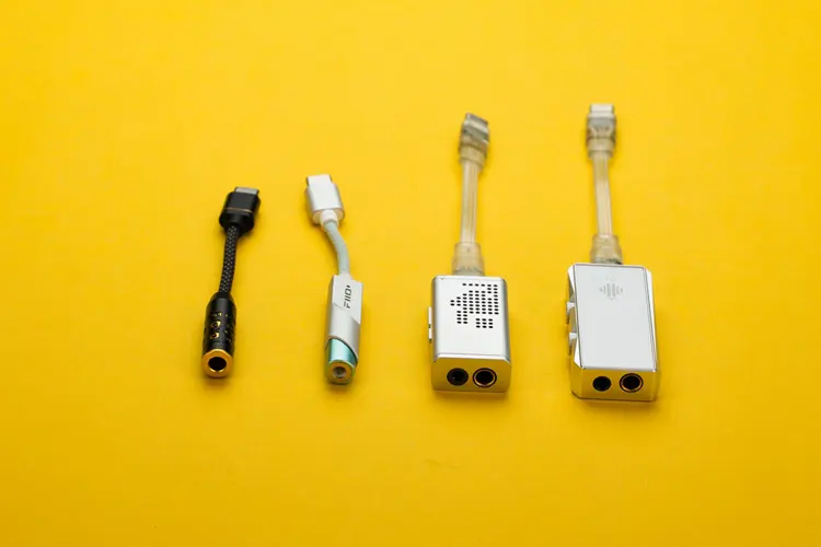 FiiO JIEZI beside 3 other dongle DACs