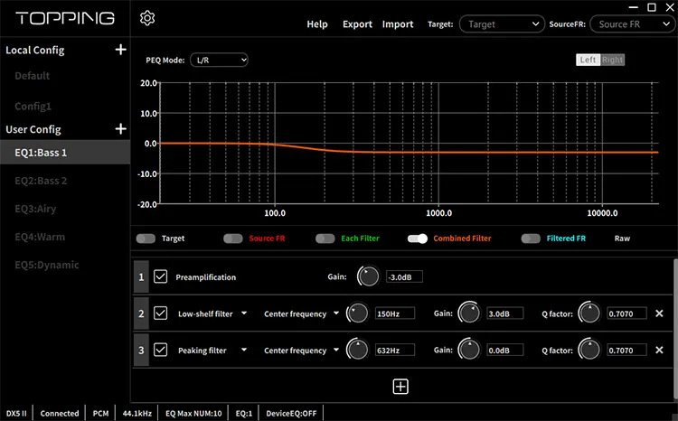 Topping DX5 II PEQ software screenshot