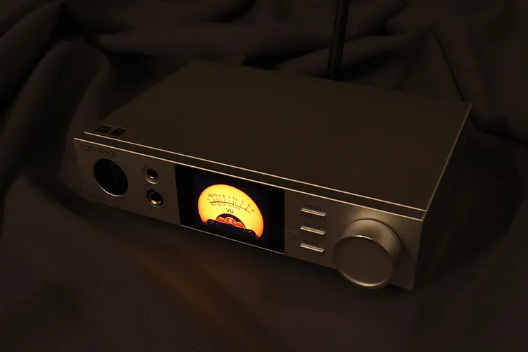 Topping DX5 II front panel with LCD panel display turned on