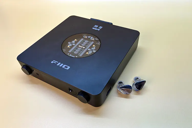 FiiO K13 R2R beside the MOONDROP Blessing 3 ear shells