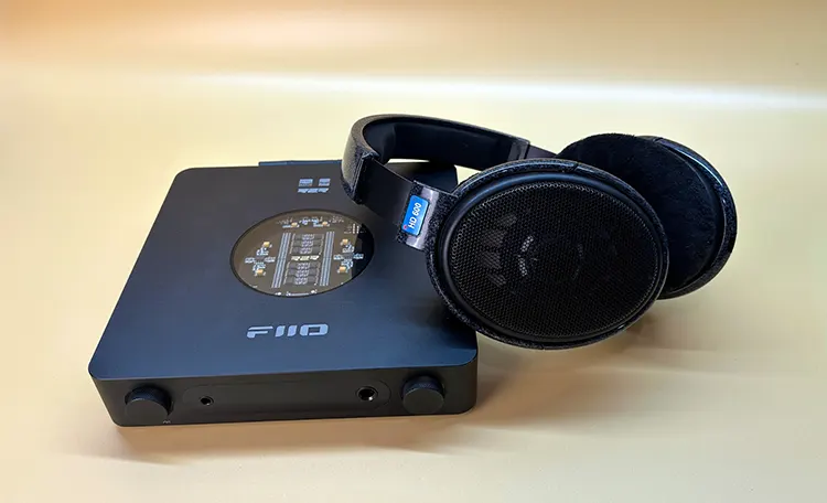 FiiO K13 R2R with Sennheiser HD 600 headphones on top