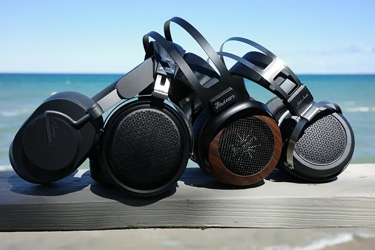 Kiwi Ears Altruva beside 3 other pairs of headphones
