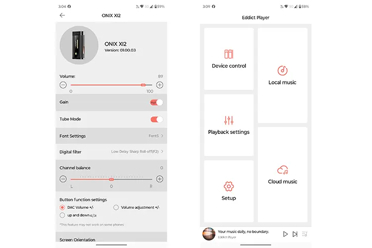 ONIX Beta XI2 Eddict Control app 2 screenshots
