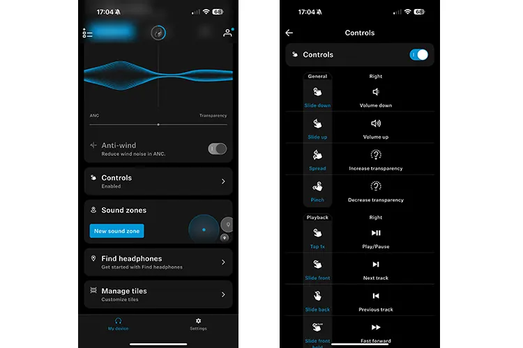 Sennheiser HDB 630 Control app 2 screenshots