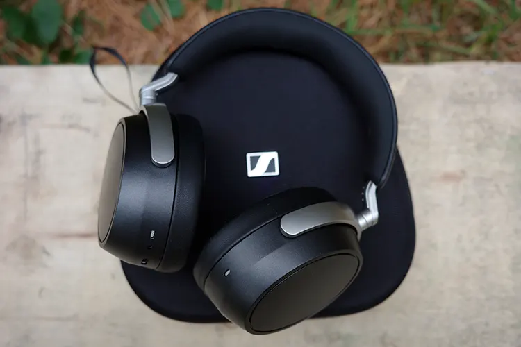 Sennheiser HDB 630 headphones on top of its carry case