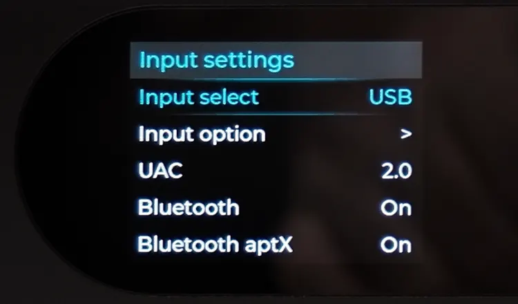 Topping DX9 Discrete amplifier LCD panel input settings