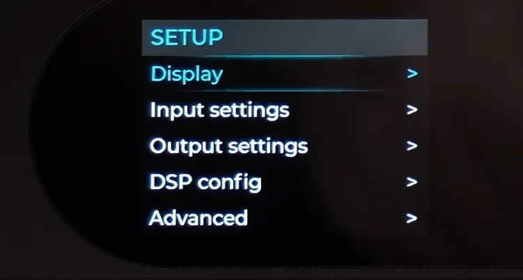 Topping DX9 Discrete amplifier LCD panel menu