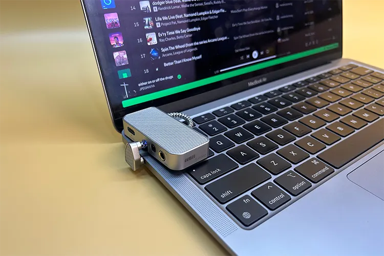 ddHiFi TC44Grip attached to Apple MacBook Pro USB port