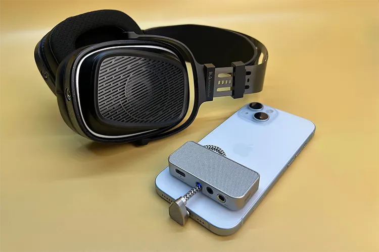 ddHiFi TC44Grip beside HarmonicDyne BAROQUE headphones