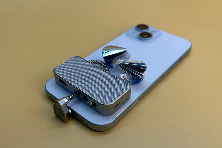 ddHiFi TC44Grip with MOONDROP Blessings 3 IEM shells on top