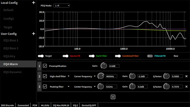 Topping DX9 connected to Topping Tune software