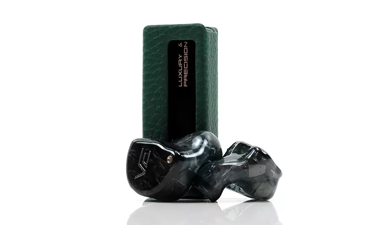 Vision Ears VE PRO shells at the base of Luxury and Precision W2 dongle DAC