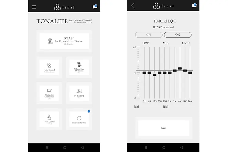 final TONALITE DTAS Companion app 2 screenshots
