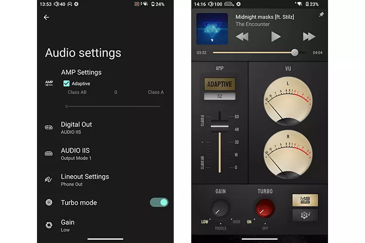 HiBy RS8 II adaptive amplification graphic 2 screenshots