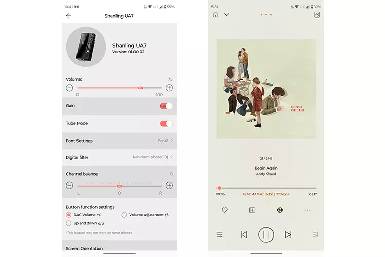Shanling UA7 Eddict App controls 2 screenshots
