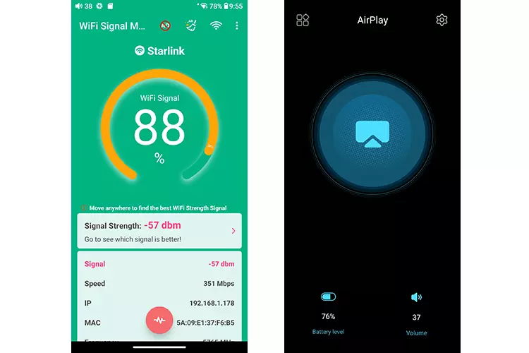 FiiO M27 WiFi Signal Strength and Airplay screenshots