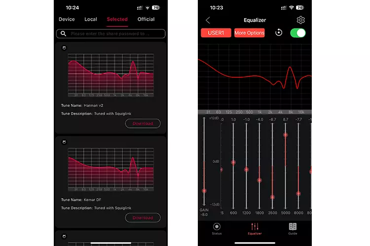 FiiO EH11 Control app 2 EQ screenshots
