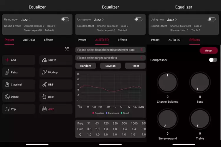 FiiO M33 R2R equalizer screenshots