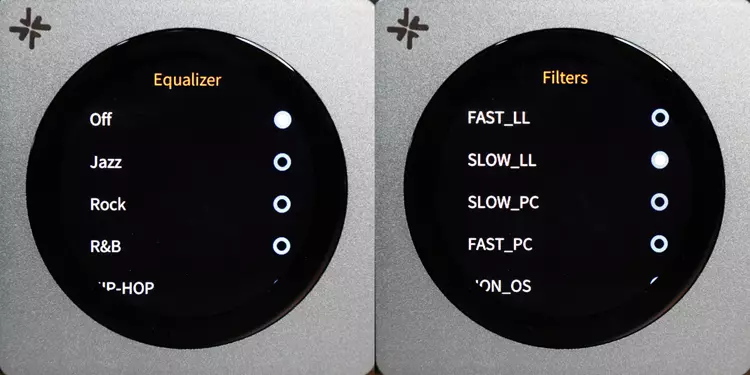 FiiO SNOWSKY DISC audio settings 2 screens