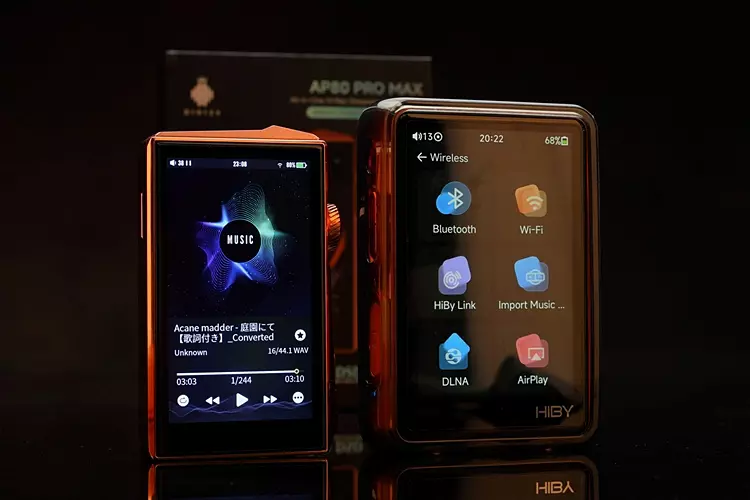 Hidizs AP80 PRO MAX Copper Edition beside the HiBy R3Pro II