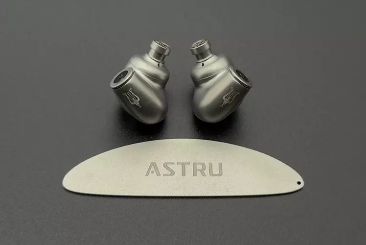 Meze Audio ASTRU shells above a name badge