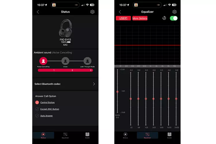 FiiO EH13 App features 2 screenshots