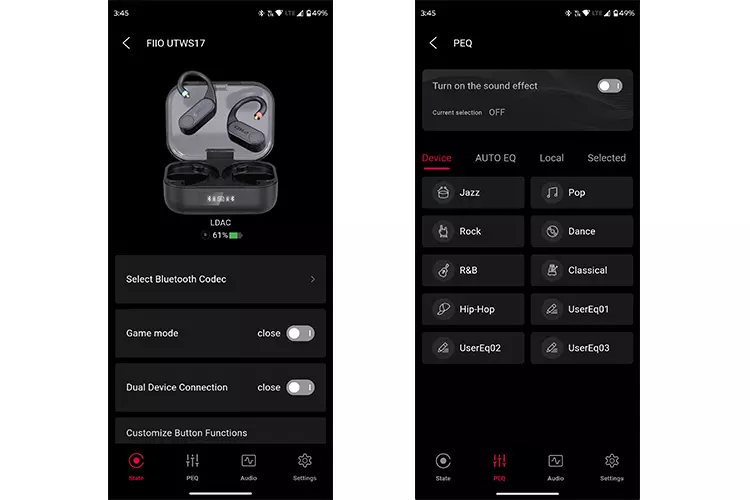 FiiO LINK TWS app control 2 screenshots
