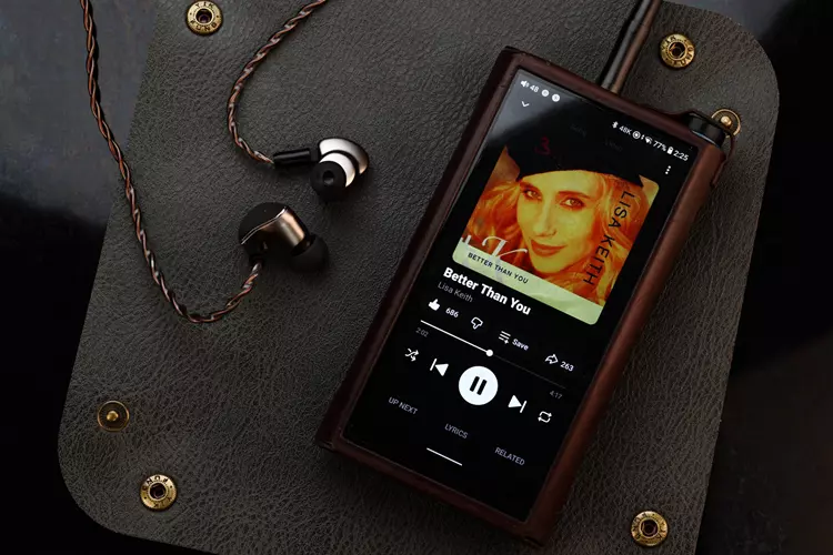 Kiwi Ears Halcyon connected to FiiO M15S DAP