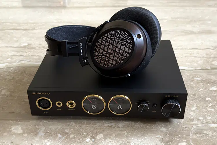 Sendy Audio KYLIN amplifier with Aiva Headphones on top