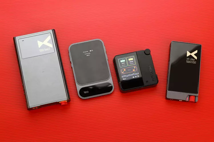 xDuoo XP-2 Bal beside 3 other portable DAC amps