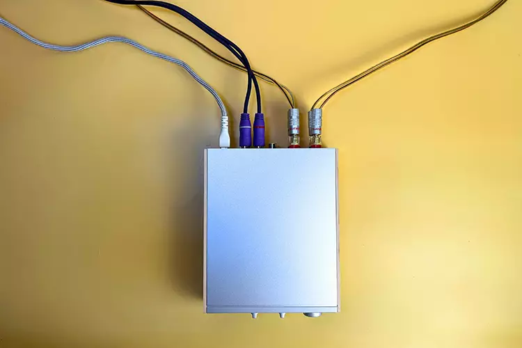 FiiO Jade Audio Level 1 amplifier connected to cables