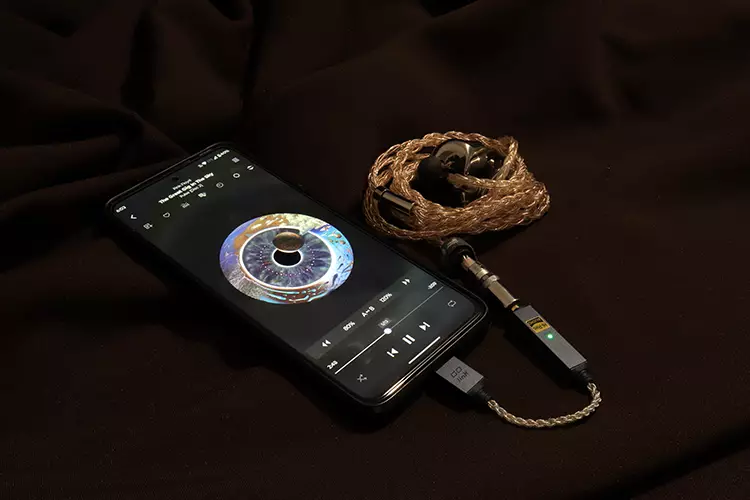 iFi audio GO Link 2 connected to Phone and IEMs