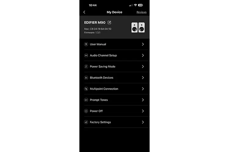 Edifier M90 speakers Control app connectivity screenshot