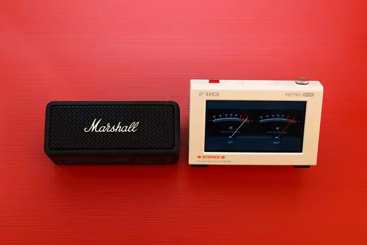 FiiO RETRO BOX beside Marshall Emberton speaker