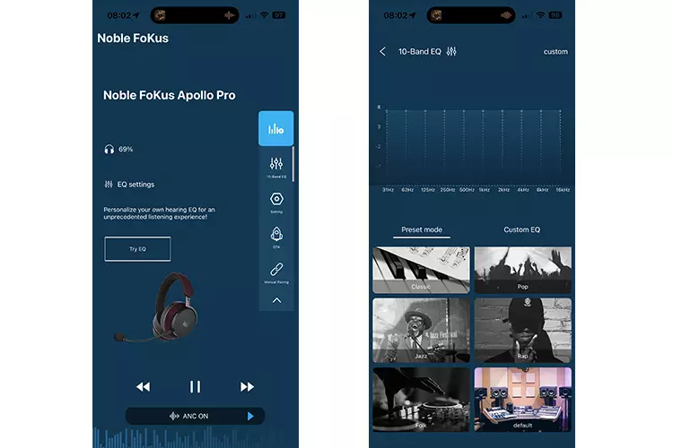 Noble FoKus Apollo Pro app 2 screenshots